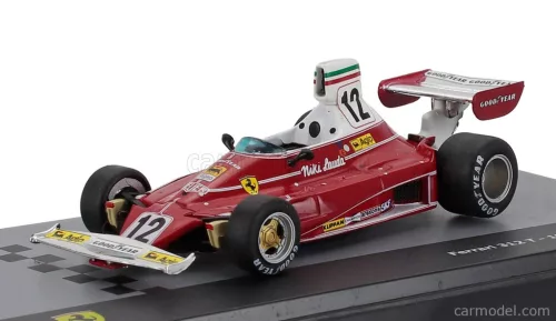 FERRARI  F1 312T TEAM FERRARI SEFAC N 12 WORLD CHAMPION SEASON 1975 NIKI LAUDA - CON VETRINA - WITH SHOWCASE  RED WHITE
