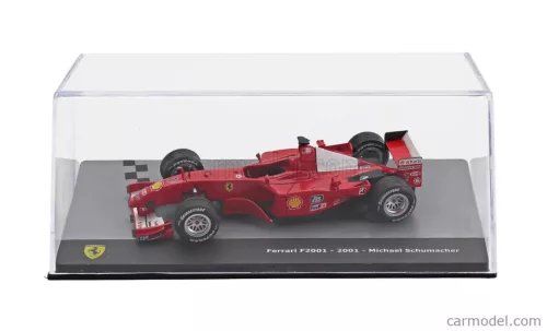 FERRARI  F1  F2001 N 1 WORLD CHAMPION SEASON 2001 MICHAEL SCHUMACHER - CON VETRINA - WITH SHOWCASE  RED WHITE