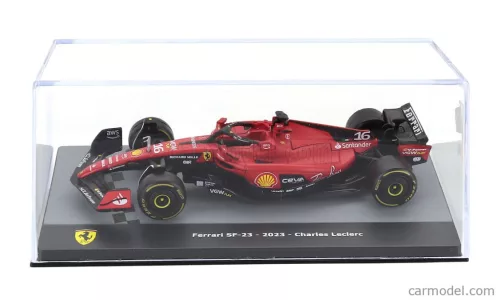 FERRARI  F1  SF-23 TEAM SCUDERIA FERRARI N 16 SEASON 2023 CHARLES LECLERC - CON VETRINA - WITH SHOWCASE  RED BLACK