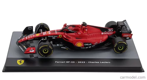FERRARI  F1  SF-23 TEAM SCUDERIA FERRARI N 16 SEASON 2023 CHARLES LECLERC - CON VETRINA - WITH SHOWCASE  RED BLACK