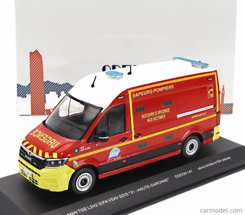 MAN  TGE L2H2 GIFA VSAV SDIS 31 HAUTE-GARONNE VEHICULE DE SECOURS ET D'ASSISTANCE AUX VICTIMES SAPEURS POMPIERS 2020  RED WHITE YELLOW