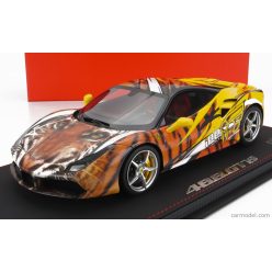   FERRARI  458 GTB IPE TIGER 2021 - CON VETRINA - WITH SHOWCASE  YELLOW ORANGE BLACK