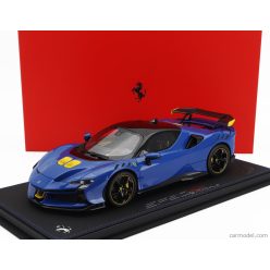   FERRARI  SF90 XX STRADALE 2024 - CON VETRINA - WITH SHOWCASE  AZZURRO DINO - LIGHT BLUE BLACK YELLOW