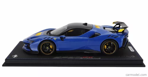 FERRARI  SF90 XX STRADALE 2024 - CON VETRINA - WITH SHOWCASE  AZZURRO DINO - LIGHT BLUE BLACK YELLOW