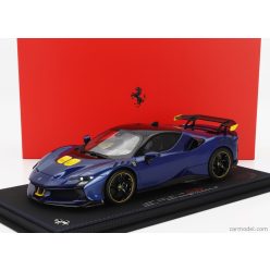   FERRARI  SF90 XX STRADALE 2024 - CON VETRINA - WITH SHOWCASE  BLU TOUR DE FRANCE - BLUE MET YELLOW BLACK