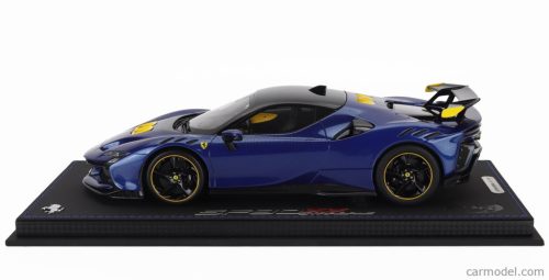 FERRARI  SF90 XX STRADALE 2024 - CON VETRINA - WITH SHOWCASE  BLU TOUR DE FRANCE - BLUE MET YELLOW BLACK