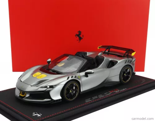 FERRARI  SF90 XX STRADALE SPIDER 2024 - CON VETRINA - WITH SHOWCASE  GRIGIO COMPETIZIONE - GREY YELLOW BLACK