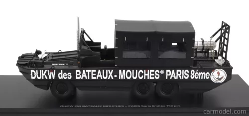 GMC  DUKW CCKW 353 TRUCK BOAT BATEAUX MOUCHES PARIS ANFIBIO GOMMATO 3-ASSI 1965  BLACK
