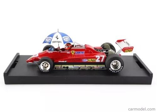 FERRARI  F1  126C2 N 27 BRAZILIAN GP 1982 GILLES VILLENEUVE - WITH DRIVER FIGURE AND UMBRELLA  RED
