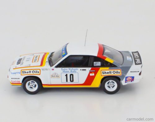 OPEL  MANTA 400 TEAM GM DEALER SPORT N 10 3rd RALLY MANX 1985 BERTIE FISHER - AUSTIN FRAZER  WHITE RED YELLOW