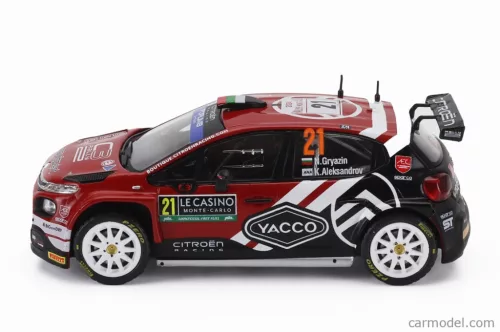 CITROEN  C3 RALLY2 TEAM AEC DG SPORT N 21 RALLY MONTECARLO 2024 NIKOLAY GRYAZIN - KONSTANTIN ALEKSANDROV  RED BLACK WHITE