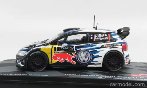 VOLKSWAGEN  POLO WRC TEAM VOLKSWAGEN MOTORSPORT RED BULL N 1 WINNER RALLY MONTECARLO WORLD CHAMPION 2016 S.OGIER - J.INGRASSIA  WHITE BLUE