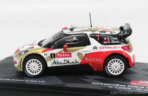 CITROEN  DS3 WRC TOTAL ABU DHABI N 1 WINNER RALLY MONTECARLO 2013 S.LOEB - D.ELENA  RED GOLD WHITE