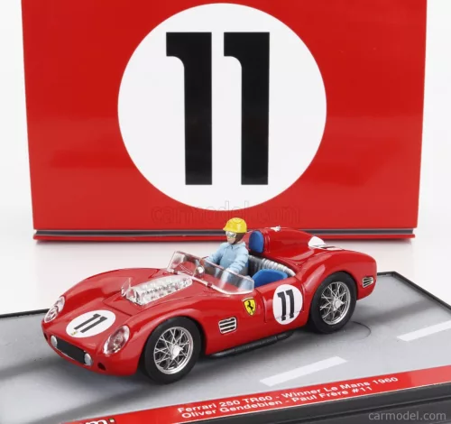FERRARI  250TR TESTAROSSA 3.0L V12 SPIDER TEAM SCUDERIA FERRARI SPA N 11 WINNER 24h LE MANS 1960 WITH OLIVIER GENDEBIEN FIGURE  RED