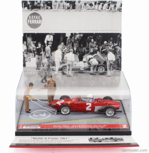 FERRARI  F1  DIORAMA 156 N 2 WORLD CHAMPION WINNER ITALY MONZA GP WITH FIGURES 1961 PHIL HILL  RED