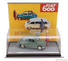 FIAT  DIORAMA 600 BERLINA 1-SERIES WITH FIGURES 1955 - 70th ANNIVERSARIO 2025 - IL CAPOLAVORO DI DANTE GIACOSA  VERDE CHIARO - GREEN