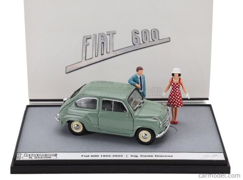 FIAT  DIORAMA 600 BERLINA 1-SERIES WITH FIGURES 1955 - 70th ANNIVERSARIO 2025 - IL CAPOLAVORO DI DANTE GIACOSA  VERDE CHIARO - GREEN