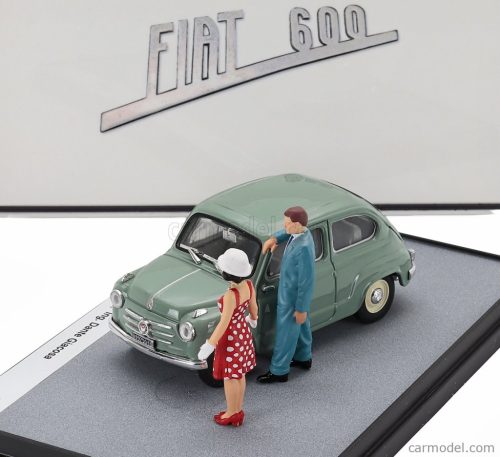 FIAT  DIORAMA 600 BERLINA 1-SERIES WITH FIGURES 1955 - 70th ANNIVERSARIO 2025 - IL CAPOLAVORO DI DANTE GIACOSA  VERDE CHIARO - GREEN