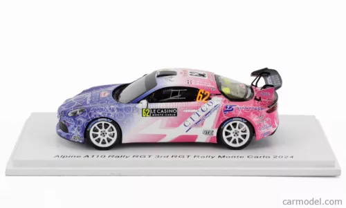 RENAULT  ALPINE A110 RGT TEAM CODE RACING DEVELOPMENT N 62 RGT RALLY MONTECARLO 2024 CHRISTOPHE BERARD - CHRISTOPHE BERNABO  BLUE WHITE PINK