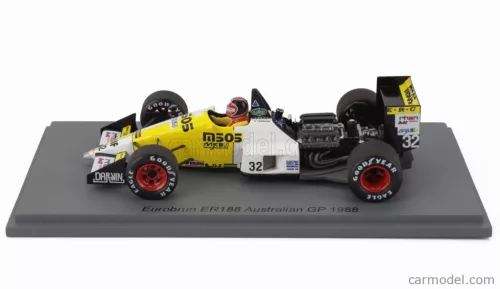 EUROBRUN  F1  ER188 N 32 AUSTRALIAN GP 1988 OSCAR LARRAURI  YELLOW WHITE BLACK