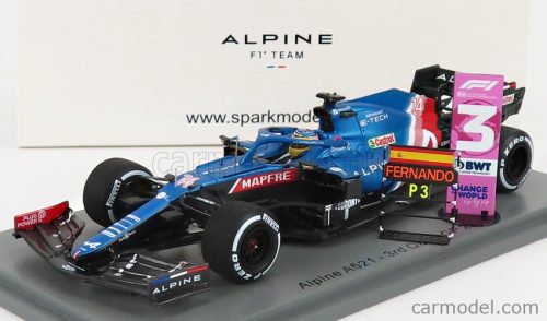 RENAULT  F1  A521 RENAULT E-TECH 20B TEAM ALPINE N 14 3rd QATAR GP WITH PIT BOARD 2021 FERNANDO ALONSO