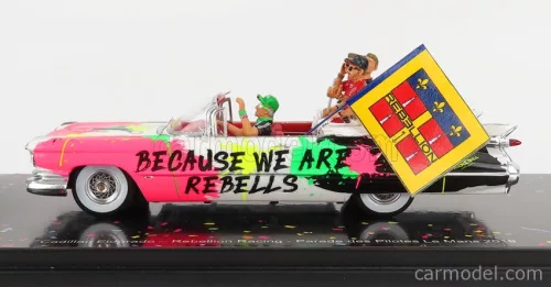 CADILLAC  ELDORADO BIARRITZ CABRIOLET 1959 - PARADE DES PILOTES TEAM REBELLION RACING 24h LE MANS 2019 T.LAURENT - G.MENEZES - N.BERTHON  WHITE PINK BLACK