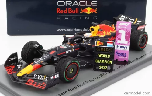 RED BULL  F1  RB18 TEAM ORACLE RED BULL RACING N 1 WINNER JAPAN GP WITH PIT BOARD WORLD CHAMPION 2022 MAX VERSTAPPEN