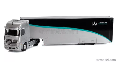 MERCEDES BENZ  ACTROS MP4 1851 TRUCK CAR TRANSPORTER TEAM MERCEDES-AMG PETRONAS F1 FORMULA ONE SEASON 2023  SILVER BLACK GREEN