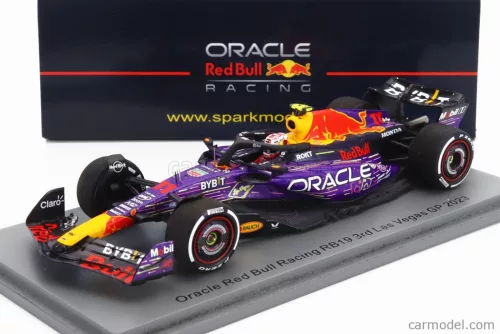 RED BULL  F1  RB19 TEAM ORACLE RED BULL RACING N 11 3rd LAS VEGAS USA GP 2023 SERGIO PEREZ  PURPLE YELLOW RED