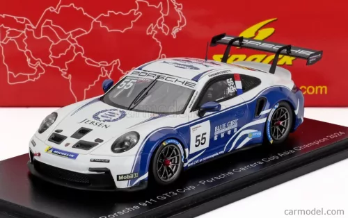 PORSCHE  911 992 GT3 N 55 PORSCHE CARRERA CUP ASIA CHAMPION 2024 ALESSANDRO GHIRETTI  WHITE BLUE