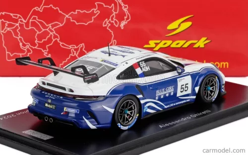 PORSCHE  911 992 GT3 N 55 PORSCHE CARRERA CUP ASIA CHAMPION 2024 ALESSANDRO GHIRETTI  WHITE BLUE