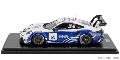 PORSCHE  911 992 GT3 N 55 PORSCHE CARRERA CUP ASIA CHAMPION 2024 ALESSANDRO GHIRETTI  WHITE BLUE
