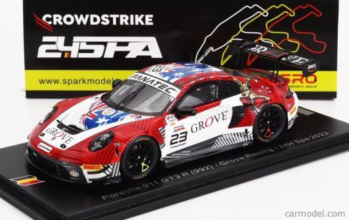 PORSCHE  911 992 GT3 R TEAM GROVE RACING N 23 24h SPA 2023 S.GROVE - B.GROVE - A.DE PASQUALE - E.BAMBER  RED WHITE