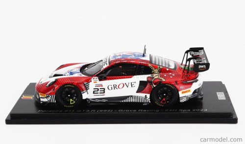PORSCHE  911 992 GT3 R TEAM GROVE RACING N 23 24h SPA 2023 S.GROVE - B.GROVE - A.DE PASQUALE - E.BAMBER  RED WHITE