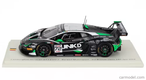 LAMBORGHINI  HURACAN GT3 EVO2 5.2L V10 TEAM BARWELL MOTORSPORT N 72 3rd BRONZE CLASS 24h SPA 2024 MATTIA MICHELOTTO - GABRIEL RINDONE - PATRICK KUJALA - CASPER STEVENSON  BLACK GREEN