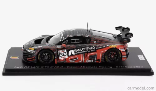 AUDI  R8 LMS GT3 EVO II 5.2L V10 TEAM TRESOR ATTEMPTO RACING N 88 24h SPA 2024 LEONARDO MONCINI - LORENZO PATRESE - LORENZO FERRARI - GLENN VAN BERLO  GREY RED