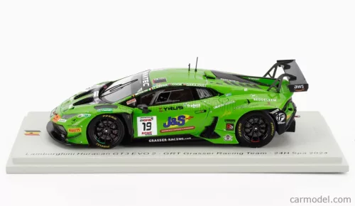 LAMBORGHINI  HURACAN GT3 EVO2 5.2L V10 TEAM GRT GRASSER RACING N 19 24h SPA 2024 MATEO LLARENA - HUGO COOK - BAPTISTE MOULIN - HAYTHAM QARAJOULI  GREEN