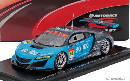 HONDA  NSX GT3 TEAM YOGIBO DRAGO CORSE N 34 GT300 CLASS SUPER GT 2021 RYO MICHIGAMI - SHOGO MITSUYAMA  LIGHT BLUE BLACK