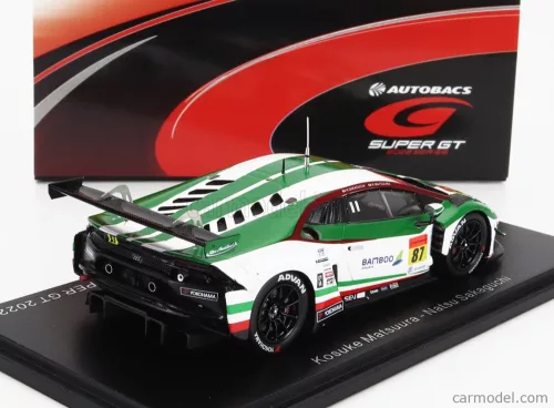 LAMBORGHINI  AVENTADOR GT3 TEAM JLOC N 87 GT300 SUPER GT 2022 K.MTSUURA - N.SAKAGUCHI  WHITE GREEN