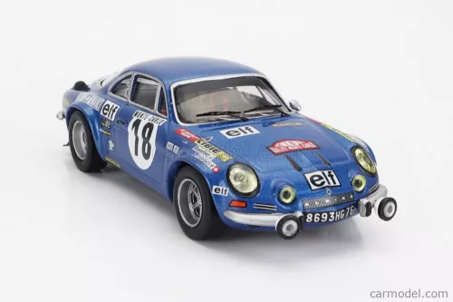 RENAULT ALPINE A110 1800S N 18 WINNER RALLY MONTECARLO 1973 WITH FIGURE J.C.ANDRUET - M.PETIT