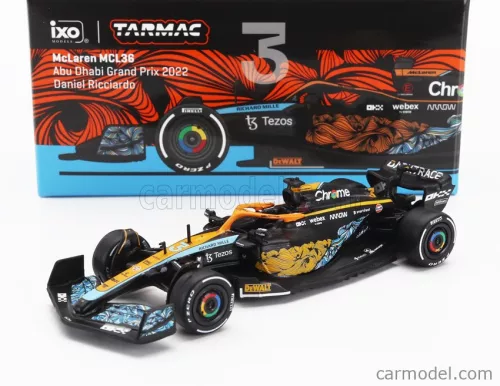 McLAREN  F1  MCL36 TEAM MCLAREN N 3 ABU DHABI GP 2022 DANIEL RICCIARDO  ORANGE LIGHT BLUE
