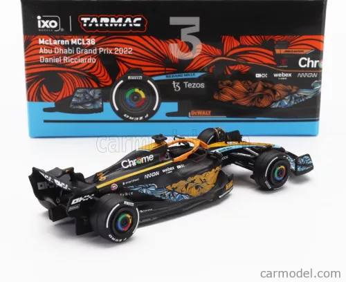 McLAREN  F1  MCL36 TEAM MCLAREN N 3 ABU DHABI GP 2022 DANIEL RICCIARDO  ORANGE LIGHT BLUE