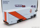 MITSUBISHI  FUSO TRUCK CAR TRANSPORTER GULF RACING LIVERY 4-ASSI 2023 - CARS NOT INCLUDED  LIGHT BLUE ORANGE