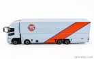 MITSUBISHI  FUSO TRUCK CAR TRANSPORTER GULF RACING LIVERY 4-ASSI 2023 - CARS NOT INCLUDED  LIGHT BLUE ORANGE