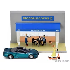   ACCESSORIES  DIORAMA CAFE TERRACE WITH FIGURES AND HONDA PRELUDE CAR  VARIOUS