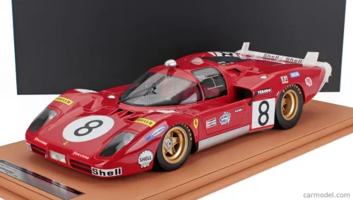 FERRARI  512S 5.0L V12 TEAM SEFAC SPA FERRARI N 8 24h LE MANS 1970 ARTURO MERZIARIO - CLAY REGAZZONI - CON VETRINA - WITH SHOWCASE  RED