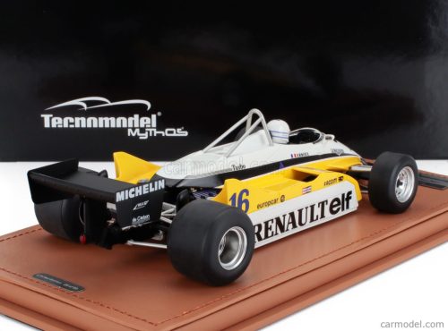 RENAULT  F1  RE30B V6 TURBO TEAM RENAULT ELF N 16 WINNER ITALY GP (with pilot figure) 1982 RENE ARNOUX  WHITE YELLOW BLACK