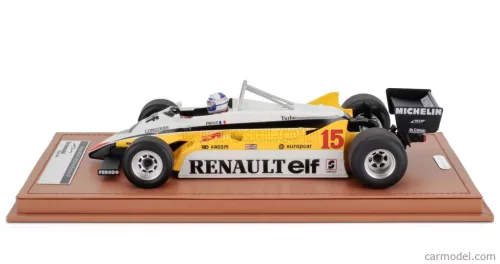 RENAULT  F1  RE30B V6 TURBO TEAM RENAULT ELF N 15 WINNER BRAZILIAN GP (with pilot figure) 1982 ALAIN PROST  WHITE YELLOW BLACK