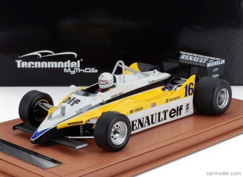 RENAULT  F1  RE30B V6 TURBO TEAM RENAULT ELF N 16 WINNER FRANCE GP (with pilot figure) 1982 RENE ARNOUX  WHITE YELLOW BLACK