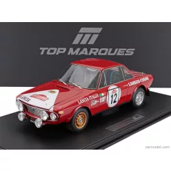   LANCIA  FULVIA HF 1600 COUPE (night version) N 12 2nd RALLY SANREMO 1972 SERGIO BARBASIO - PIERO SODANO - CON VETRINA - WITH SHOWCASE  RED WHITE